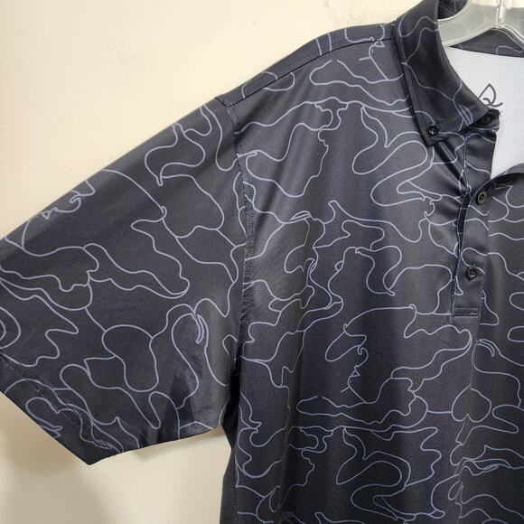 Deolax 1/4 button front abstract design with mesh sides polo shirt men's size XL - Picture 4 of 9
